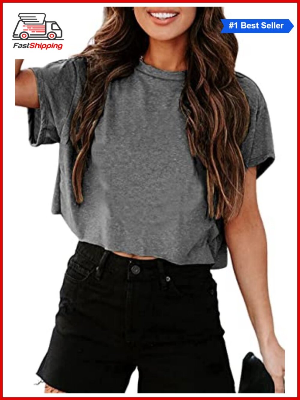 ✨ Women's Cropped T-Shirt Crew Neck Short Sleeve Summer Basic Tee